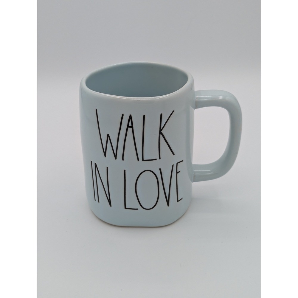Rae Dunn Walk In Love Mug Light Blue Minimalist Ceramic Inspirational Farmhouse